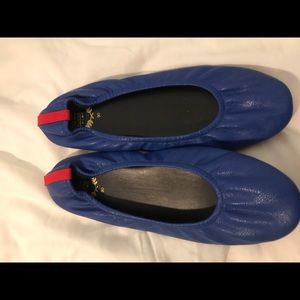 Rita Cobalt Blue Red Bottom Flats, Size 9